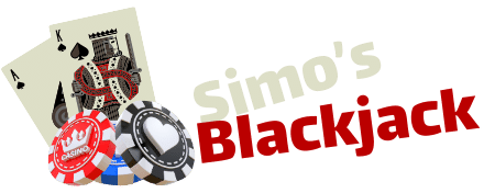 simos blackjack logo depicts 2 playing cards and a pile of chips